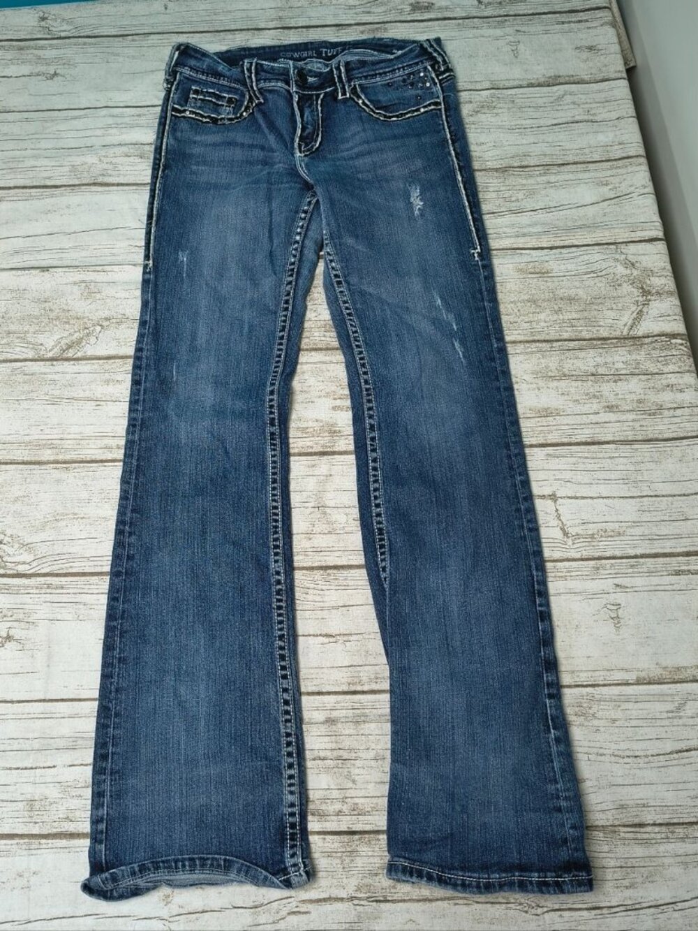 Cowgirl Tuff Hot Stuff Embellished Low Rise Jeans Size 28